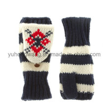 Knitted Acrylic Warm Jacquard Gloves/Mittens with Pocket